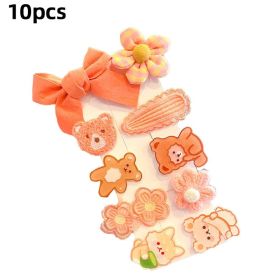 8/9/10Pcs/Set Cartoon Baby Girl Hair Clips Cute Bear Children Hairpins Bowknot Knitted Flower Kids Barretees Baby Hair Accessori