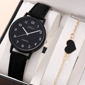 1pc Round Pointer Quartz Watch & 1pc Bracelet Fancy Women Watches Jewelry Sophisticated And Stylish Women Watch