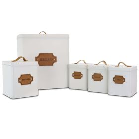 MegaChef Kitchen Food Storage and Organization 5 Piece Canister Set in White - White