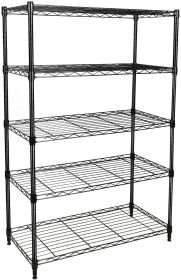 Simple Deluxe Heavy Duty 5-Shelf Shelving Unit, 29" D x 14"W x 61" H, 5 Tier, Black