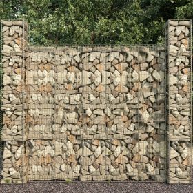 Gabion Baskets 3 pcs Galvanized Steel 9.8"x9.8"x77.6"