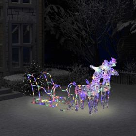 Reindeers & Sleigh Christmas Decoration 160 LEDs 51.2" Acrylic