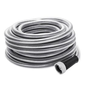 304 Stainless Steel Garden Water Hose Pipe 25/50/75/100FT Flexible Lightweight - 50ft