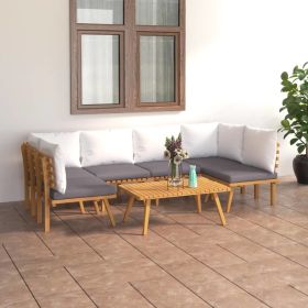 7 Piece Patio Lounge Set with Cushions Solid Acacia Wood